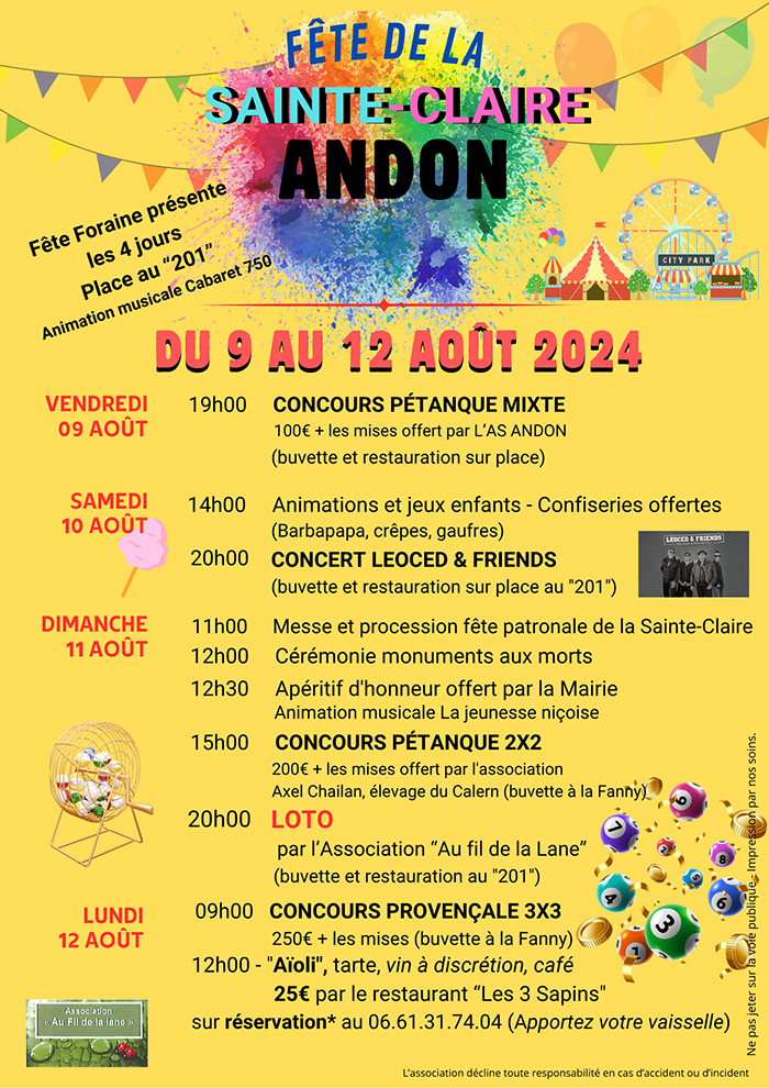 Fête de la Sainte-Claire Andon